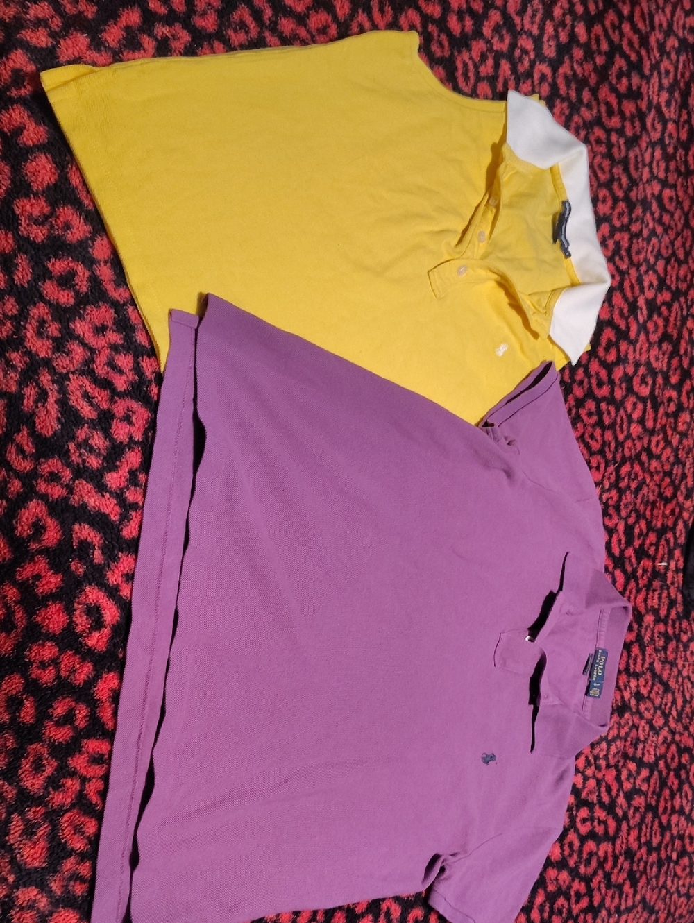 Polo by Ralph Lauren Yellow & Purple Short Sleeve Polo Tops